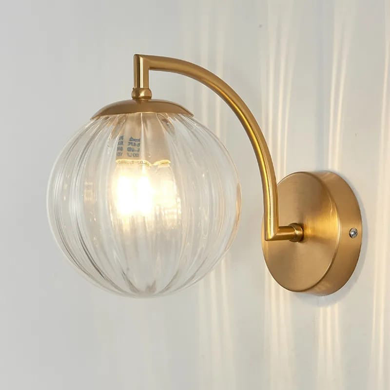 Avelena | Zeitgenössische skandinavische runde Kugel Eisen Glas 1-Licht Wandlampe für Wohnzimmer