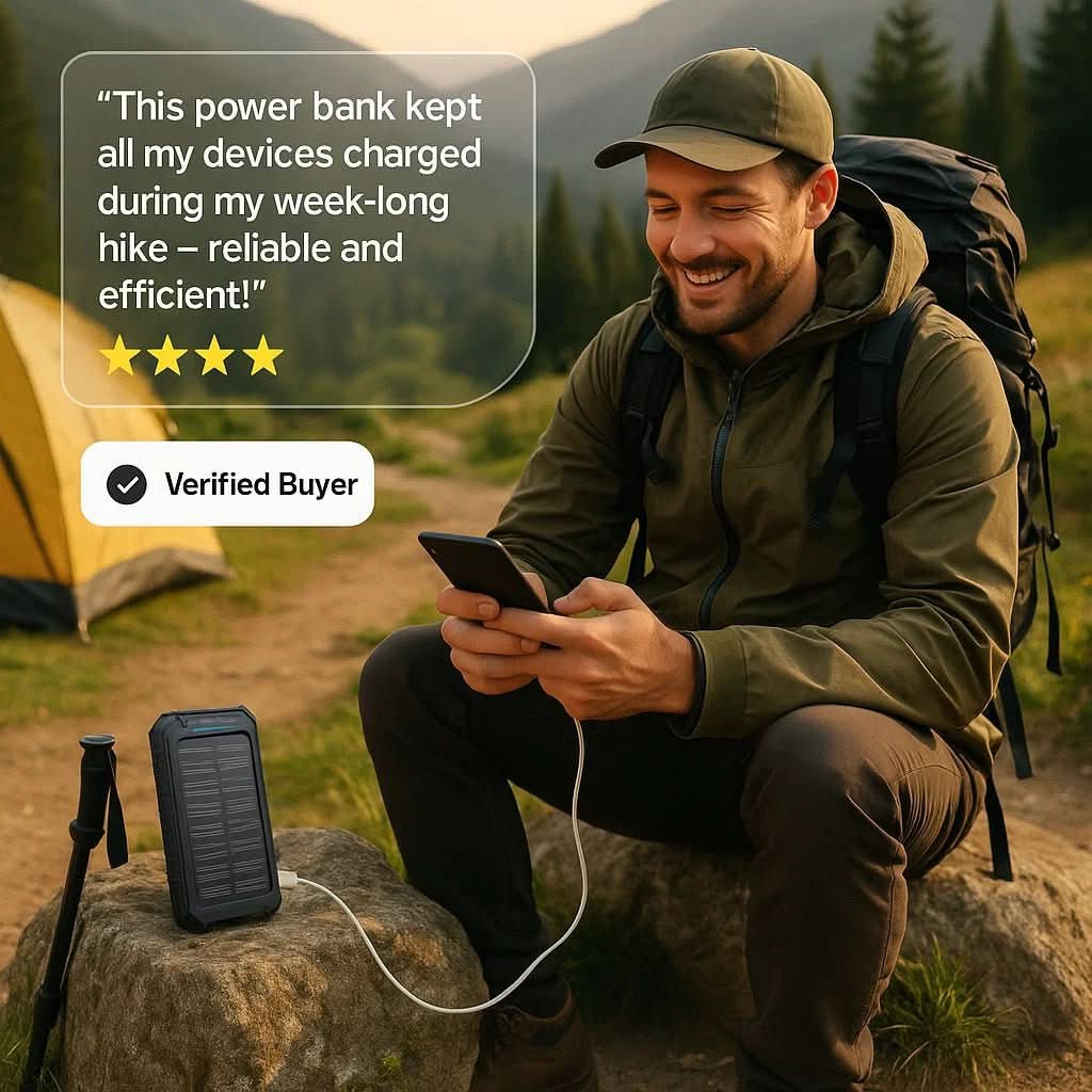Avelena | Solar Powerbank mit 10000mAh für Outdoor & Abenteuer