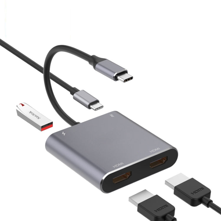 Avelena | 4 in 1 Type-C zu Dual HDMI + USB + Type-C HUB Adapter