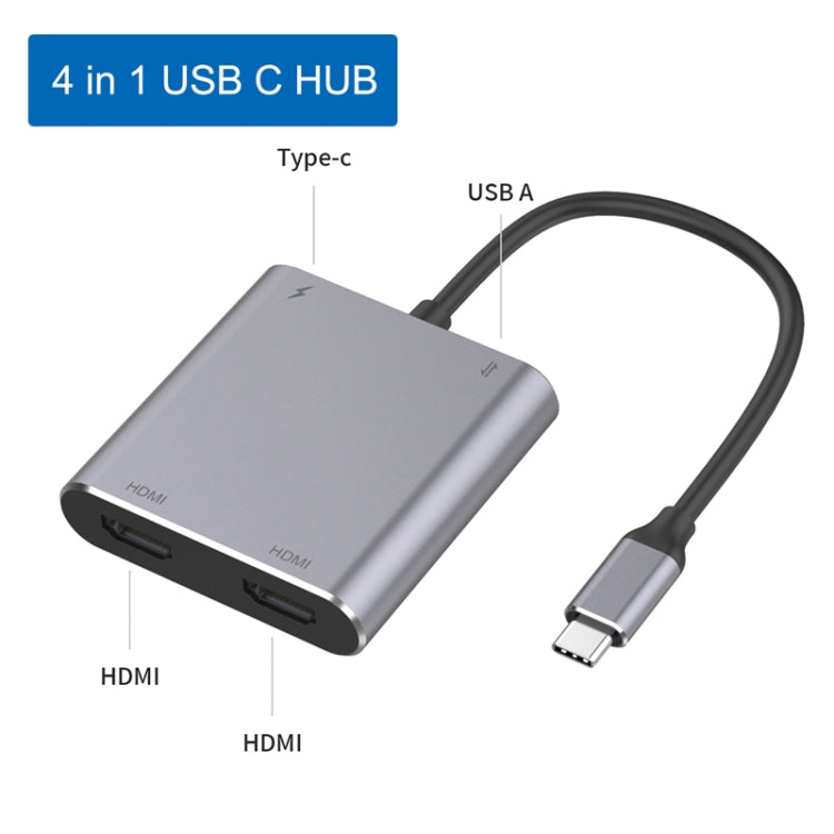 Avelena | 4 in 1 Type-C zu Dual HDMI + USB + Type-C HUB Adapter