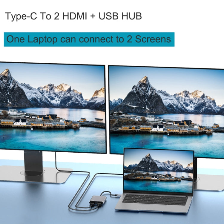 Avelena | 4 in 1 Type-C zu Dual HDMI + USB + Type-C HUB Adapter