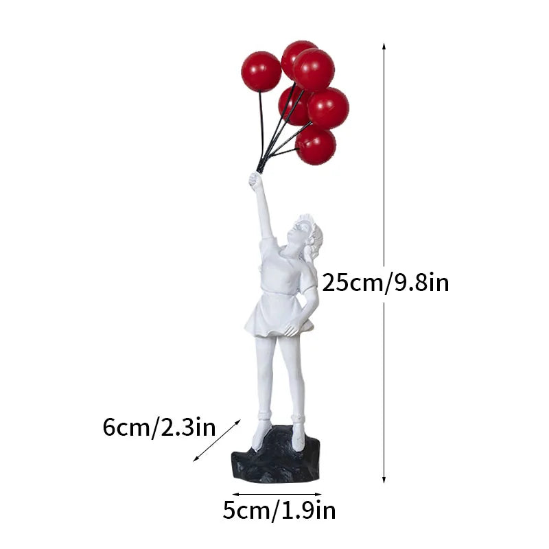 Avelena | Artify Banksy Skulpturensammlung | Blume Werfer & Ballon Mädchen | Pop Art Figuren | Moderne Büro- & Heimdekoration