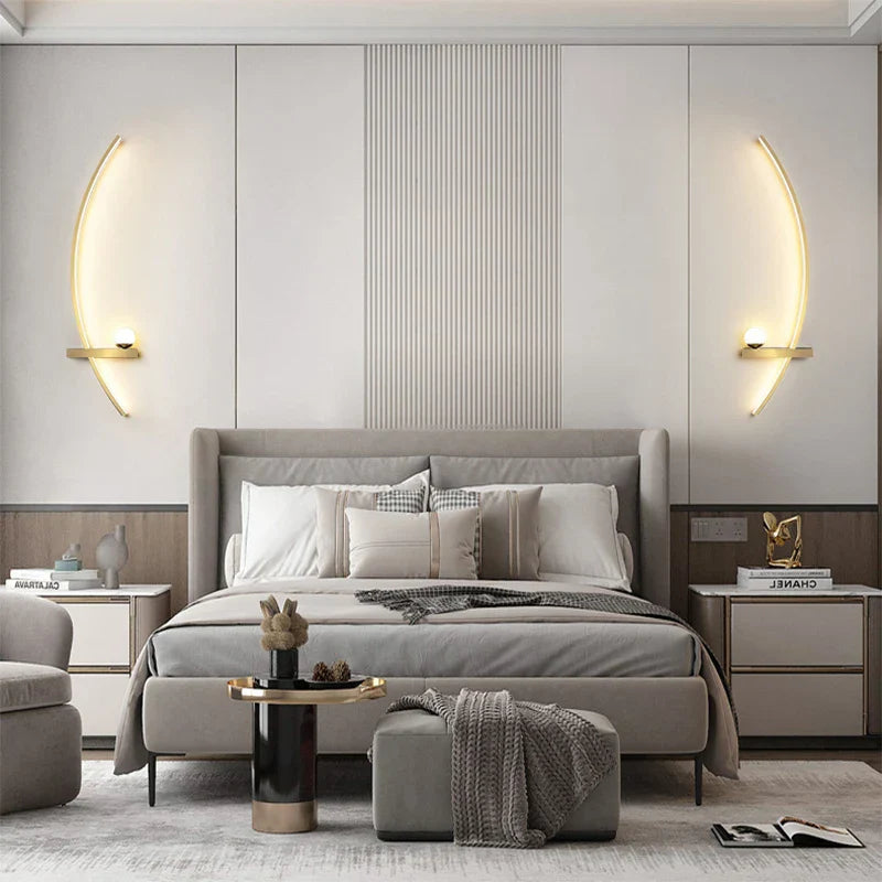 Avelena | Zeitgenössische Edge Wandlampe – Schwarz & Gold Innen-/Außenbeleuchtung für moderne Räume