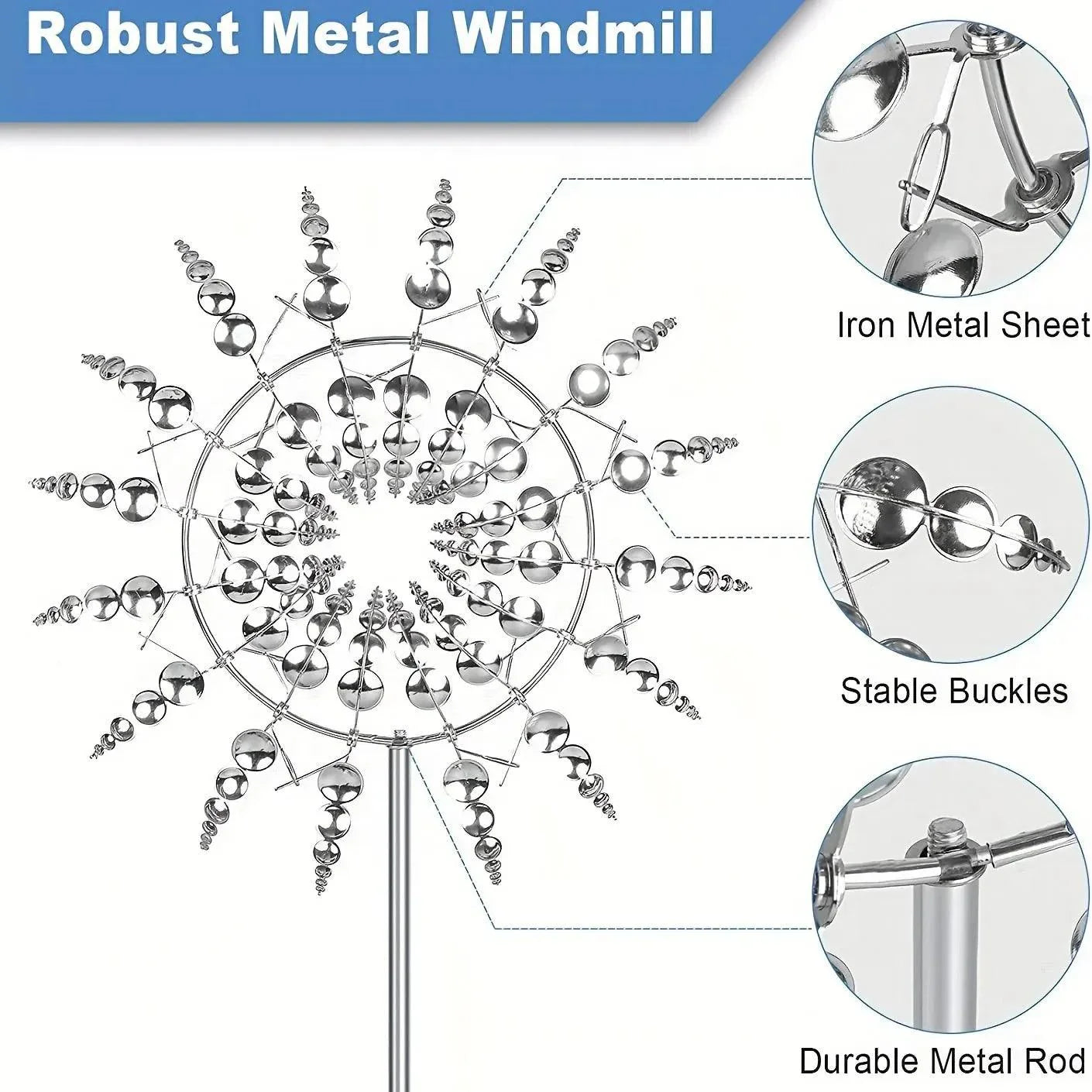 Avelena | Windmühle Spinner | Einzigartiges windbetriebenes Gartendekor aus Metall
