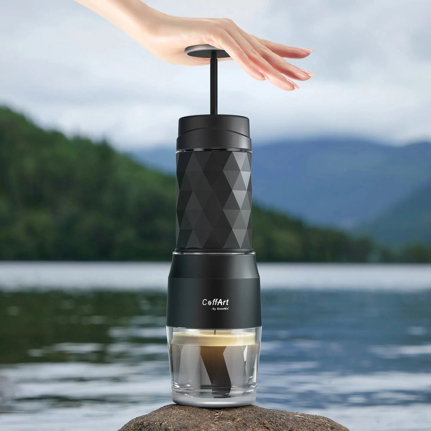 Avelena | Tragbare Kaffeemaschine Espressomaschine Handpresse Kapsel gemahlener Kaffeebrüher tragbar für Reisen und Picknick, BioloMix