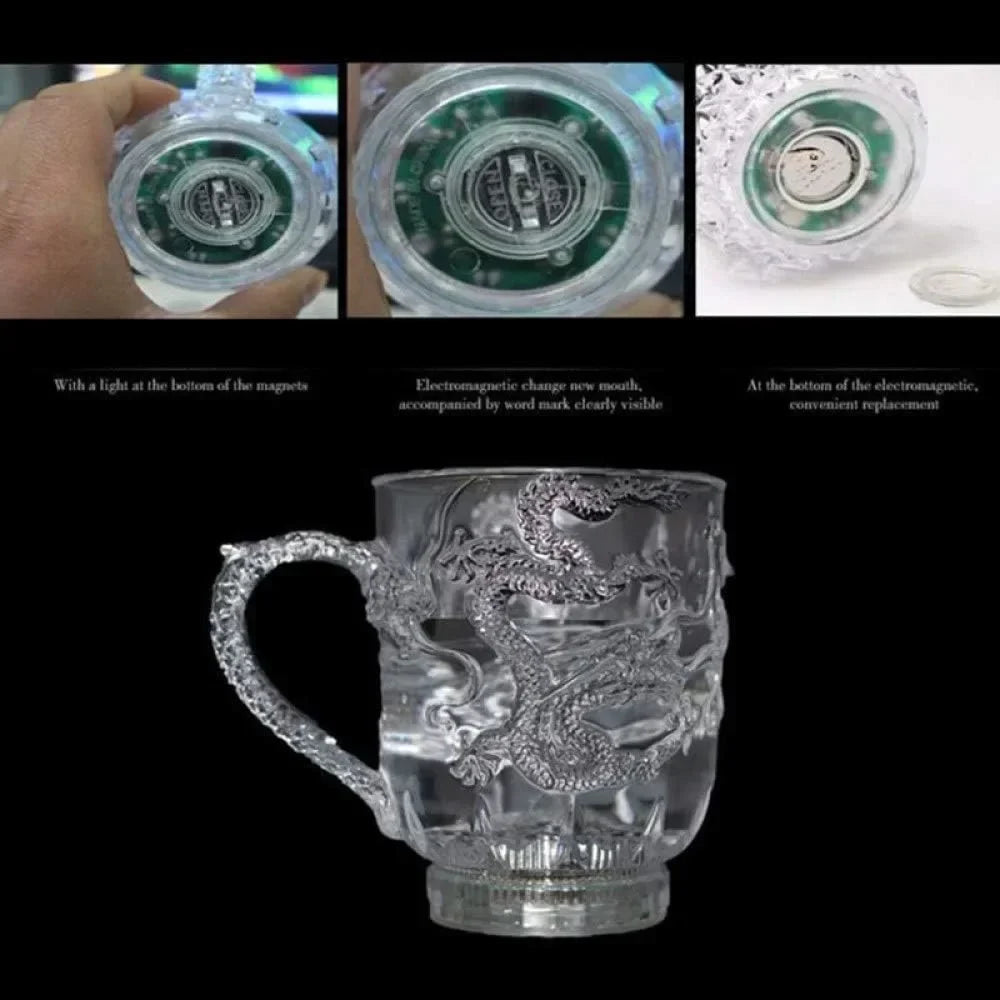 Avelena | 1 Stück Farbwechsel Leuchtende LED Drachen Tasse Wasser Aktiviert Lichter Bier Kaffee Milch Tee Wein Whiskey Bar Becher Reise Kreatives Geschenk