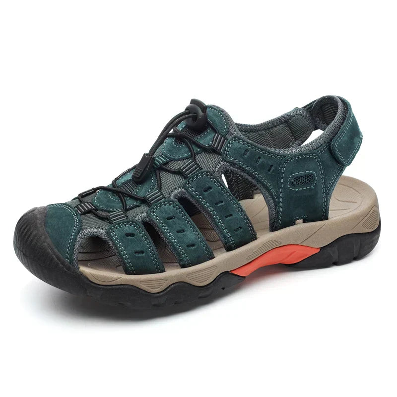 Avelena | Sommer Herren Outdoor Sandalen Strand Schuhe Echtes Leder Trekking Wandern