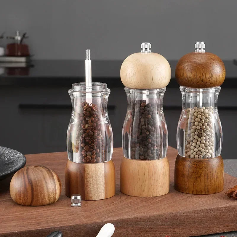 Avelena | Pfeffermühle und Salzmühle Set aus Holz und Glas – Stilvolle Gewürzmühlen für die Küche