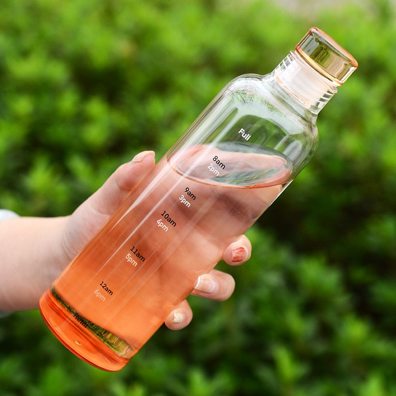 Avelena | Zeit-Skalen hitzebeständige Glas Wasserflasche