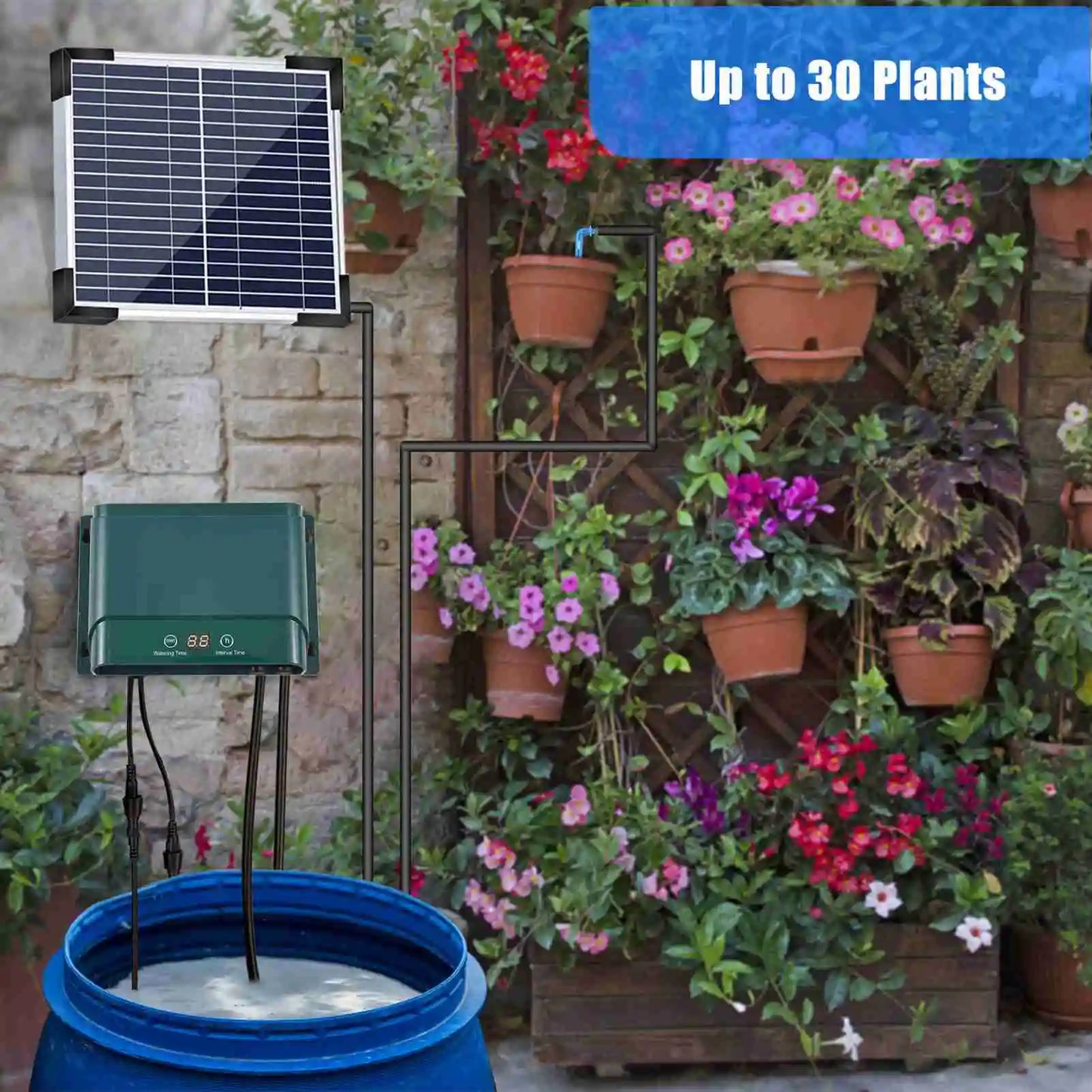 Avelena | Solar Tropfbewässerungssystem-Kit Automatisches Bewässern mit 30 Modi & 7 Timern – AquaFlow