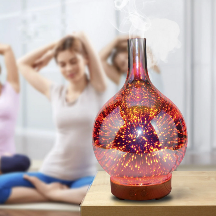 Avelena | AromaBurst 3D Glas Ätherischer Öl Diffusor mit LED-Lichtern