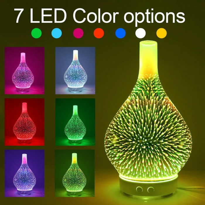 Avelena | AromaBurst 3D Glas Ätherischer Öl Diffusor mit LED-Lichtern