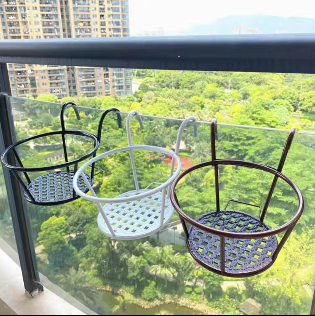Avelena | 3Pc Über den Balkon BlumenTopfhalter SchwarzNov