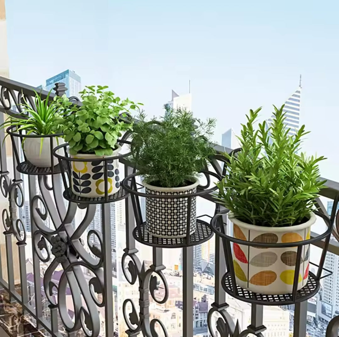 Avelena | 3Pc Über den Balkon BlumenTopfhalter SchwarzNov