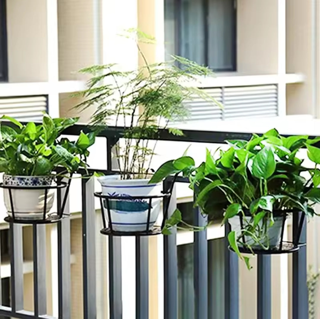 Avelena | 3Pc Über den Balkon BlumenTopfhalter SchwarzNov