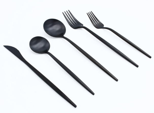 Besteckset Schwarz Edelstahl Essgeschirr