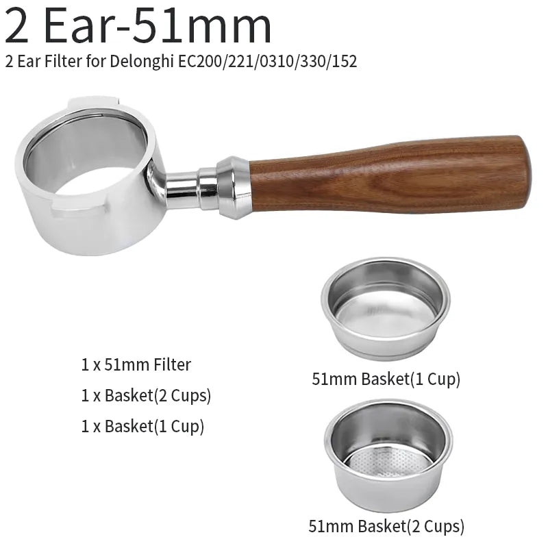 Avelena | 51mm Kaffee Boden Siebträger Für Delonghi EC680 EC685 Ersatz Filter Korb Espresso Maschine Griff Cafe Zubehör