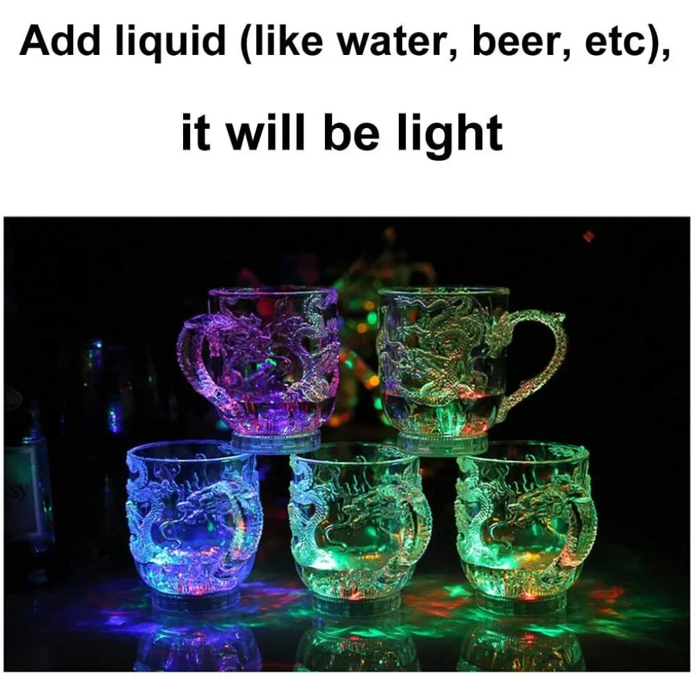 Avelena | 1 Stück Farbwechsel Leuchtende LED Drachen Tasse Wasser Aktiviert Lichter Bier Kaffee Milch Tee Wein Whiskey Bar Becher Reise Kreatives Geschenk