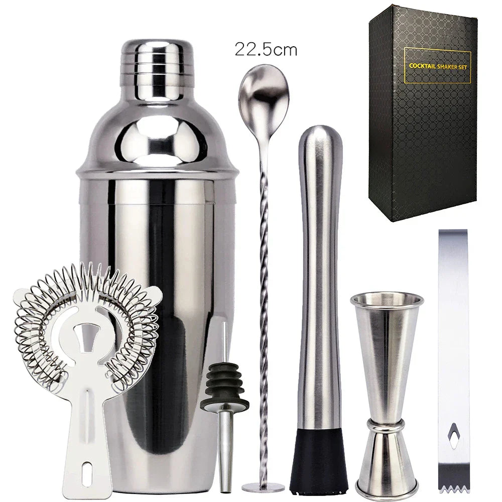 Avelena | 550 ml/750 ml Edelstahl Cocktail Shaker Mixer Trinken Barkeeper Set Bars Set Werkzeuge Mit Wein Regal Ständer Werkzeug für Geburtstag Geschenk