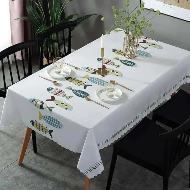 Avelena | Rechteckige Fleckenresistente Tischdecke mit aquatischem Motiv