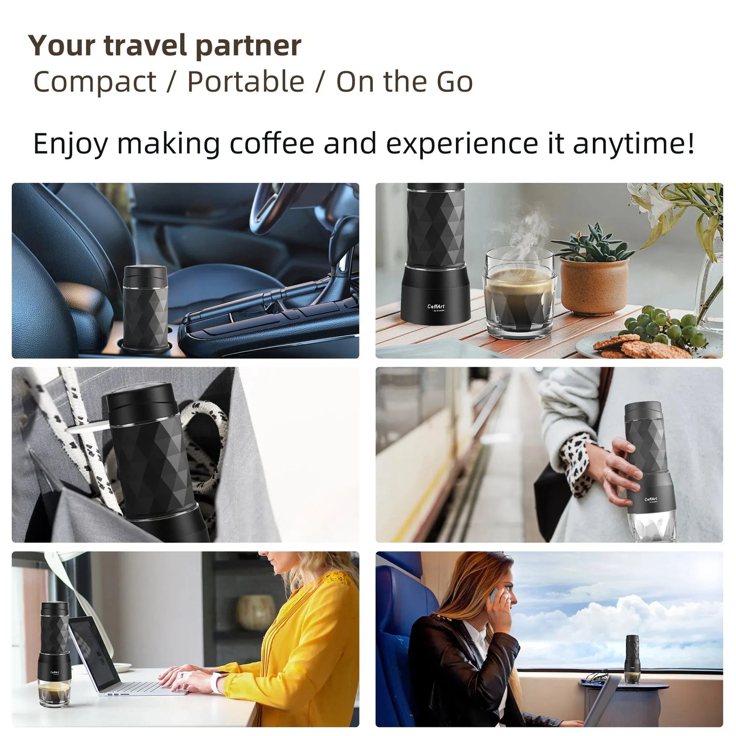 Avelena | Tragbare Kaffeemaschine Espressomaschine Handpresse Kapsel gemahlener Kaffeebrüher tragbar für Reisen und Picknick, BioloMix