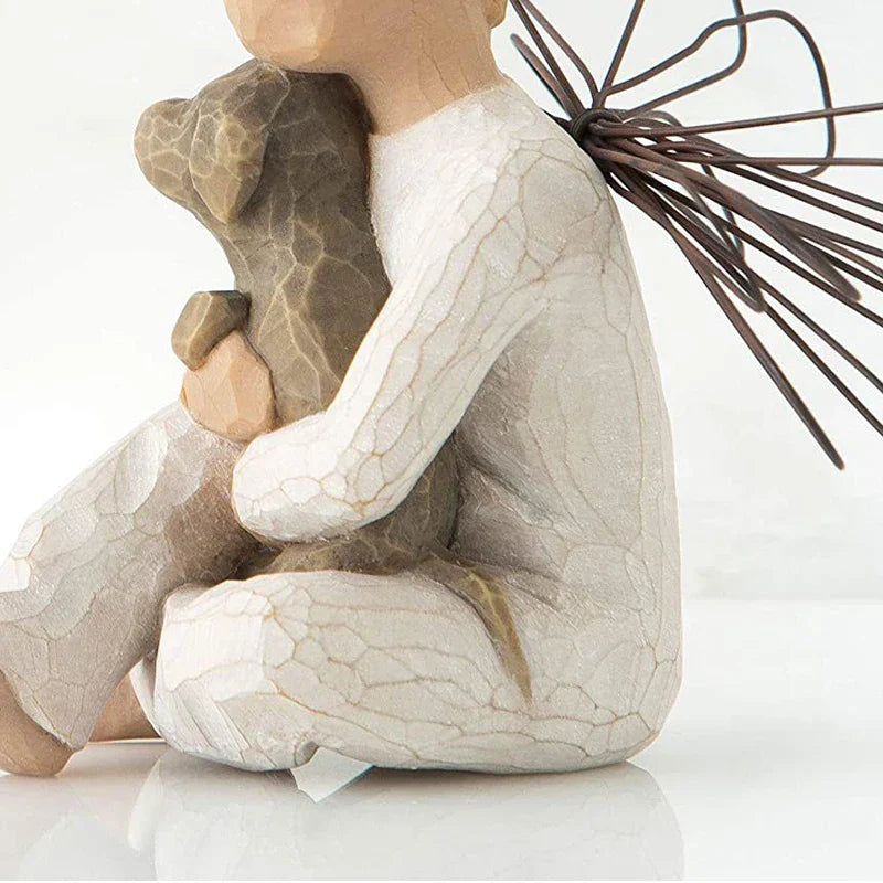 Avelena | Statuette aus Kunstharz, Menschen, Familienfiguren, Skulptur, Figuren für Heimdekoration, Tischdekoration, Wohnzimmer, Engel, Umarmung, Hund, Vater, Kind