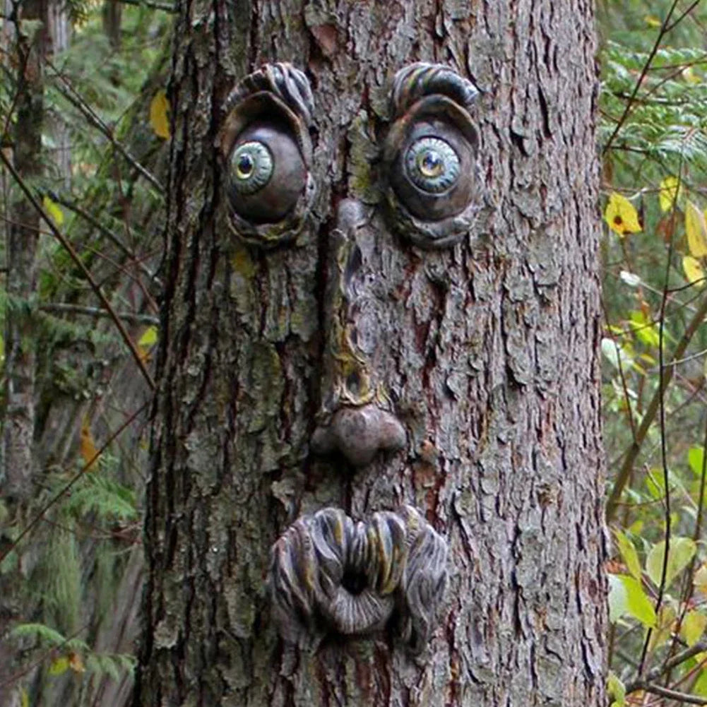 Avelena | Treelino Baumgesicht | Handbemalte Gartendeko | Witziges Harzgesicht | Für Baum & Wand