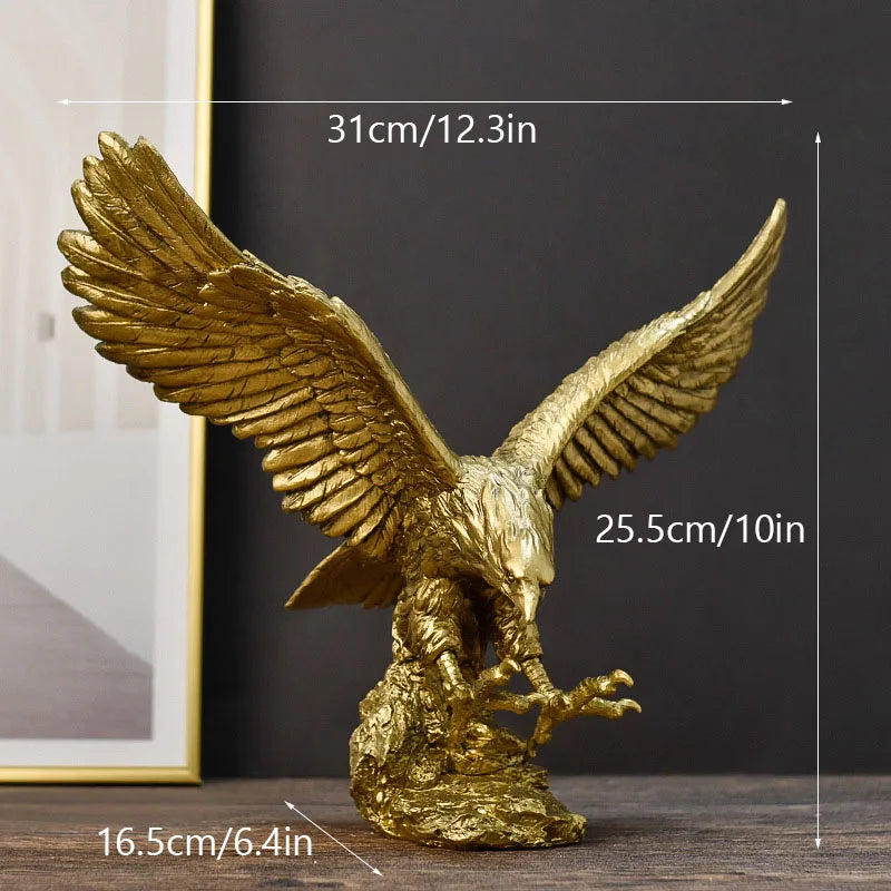 Avelena | Resin Goldener Adler Statue Kunst Tier Modell Sammlung Ornament Zuhause Büro Schreibtisch Feng Shui Dekor Figuren einfach