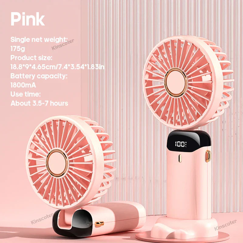 Avelena | Airlio BreezeFlex | Mini-Ventilator 3-in-1 | Powerbank & LED-Display | 5 Windstufen | Tragbar & Verstellbar