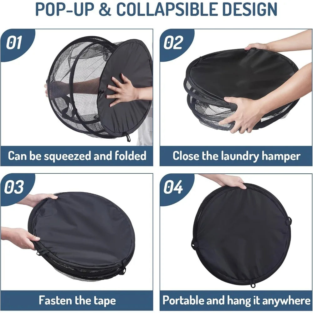 Avelena | AirFold Hamper | Faltbarer Wäschekorb | Atmungsaktiv & Tragbar | Für Bad & Schlafzimmer