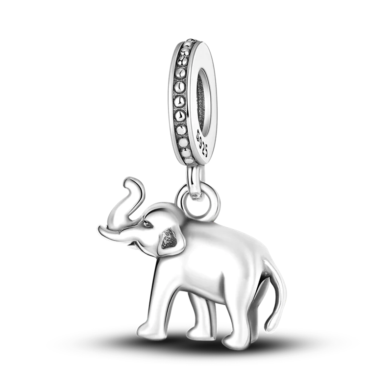 Avelena | 925 Silber Goldener Leopard Charms Perlen Bunte Chamäleon Nashorn Löwe Skarabäus Katze Anhänger Passend für Original Pandora Armband Schmuck
