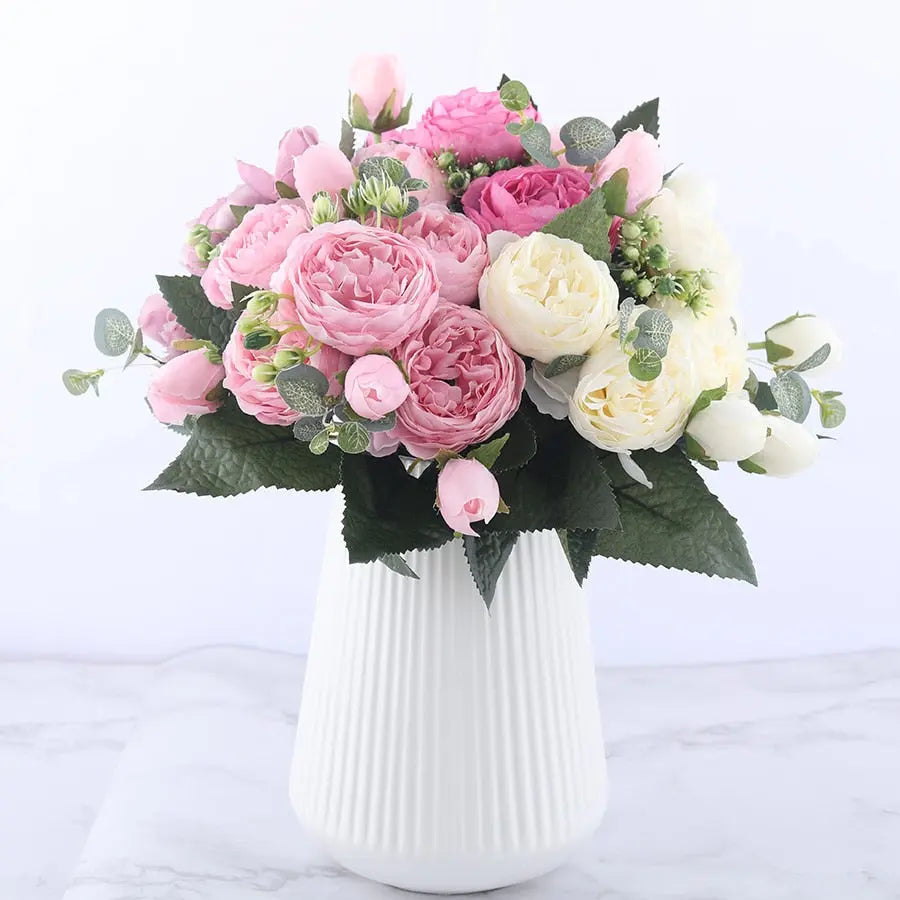 Avelena | Seidige Rose Gypsophila Strauß