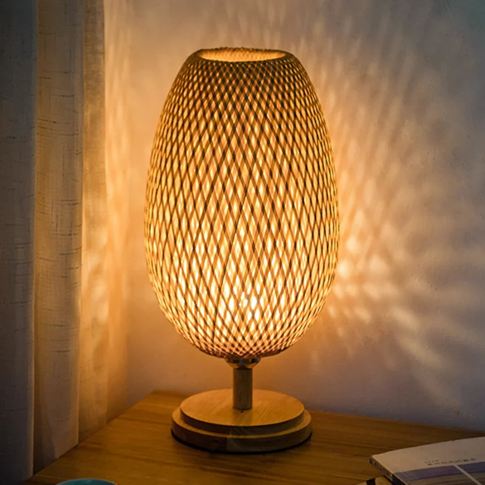 Avelena | Rattanlampe - Stufenlos dimmbare Korblampe für Schlafzimmer- und Wohnzimmerdekoration