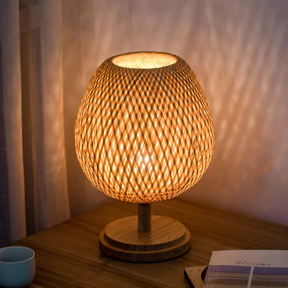 Avelena | Rattanlampe - Stufenlos dimmbare Korblampe für Schlafzimmer- und Wohnzimmerdekoration