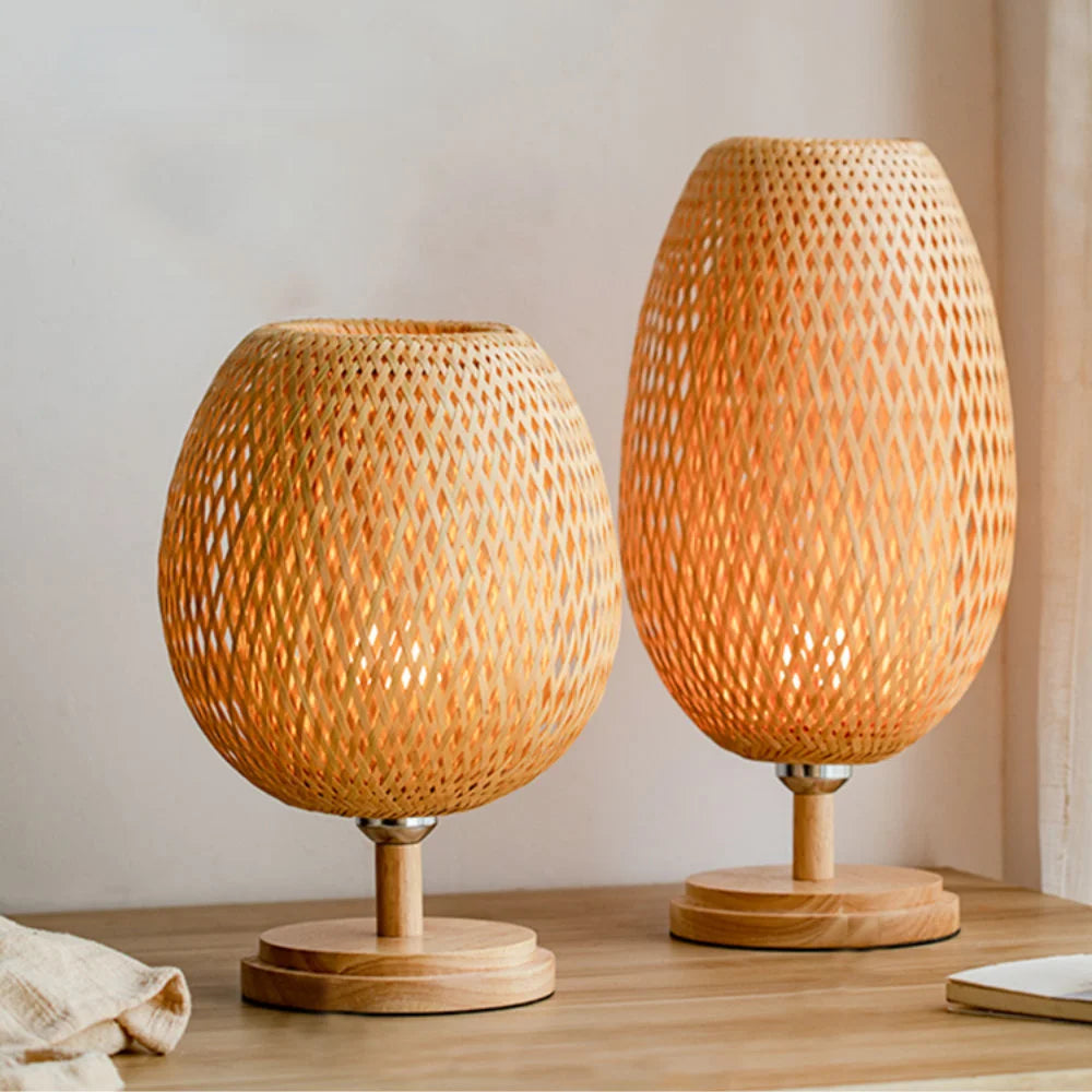 Avelena | Rattanlampe - Stufenlos dimmbare Korblampe für Schlafzimmer- und Wohnzimmerdekoration