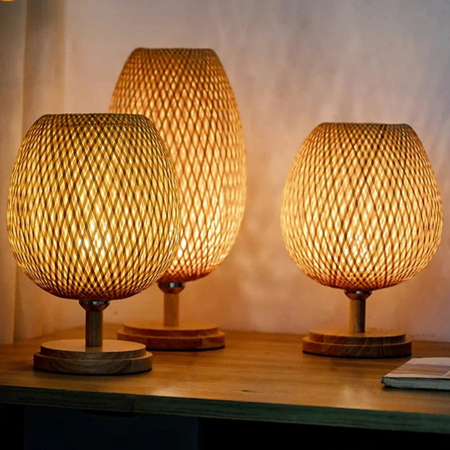 Avelena | Rattanlampe - Stufenlos dimmbare Korblampe für Schlafzimmer- und Wohnzimmerdekoration
