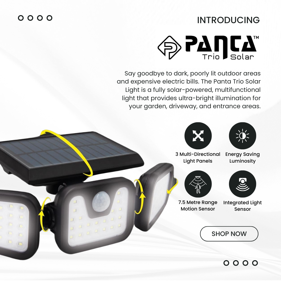 Avelena | Solar-powered outdoor lights – Panta Trio with motion sensor for garden & security lighting