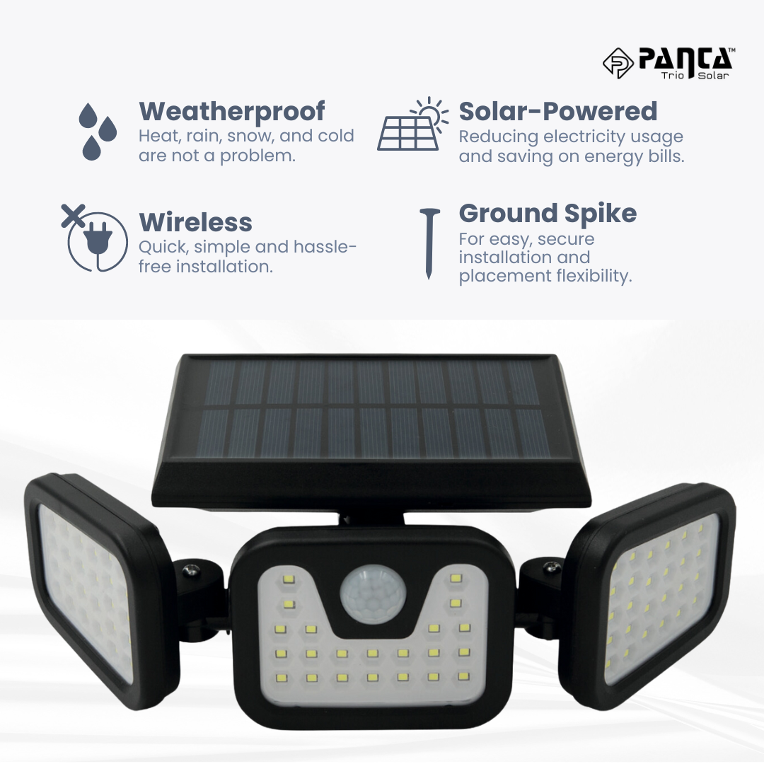 Avelena | Solar-powered outdoor lights – Panta Trio with motion sensor for garden & security lighting