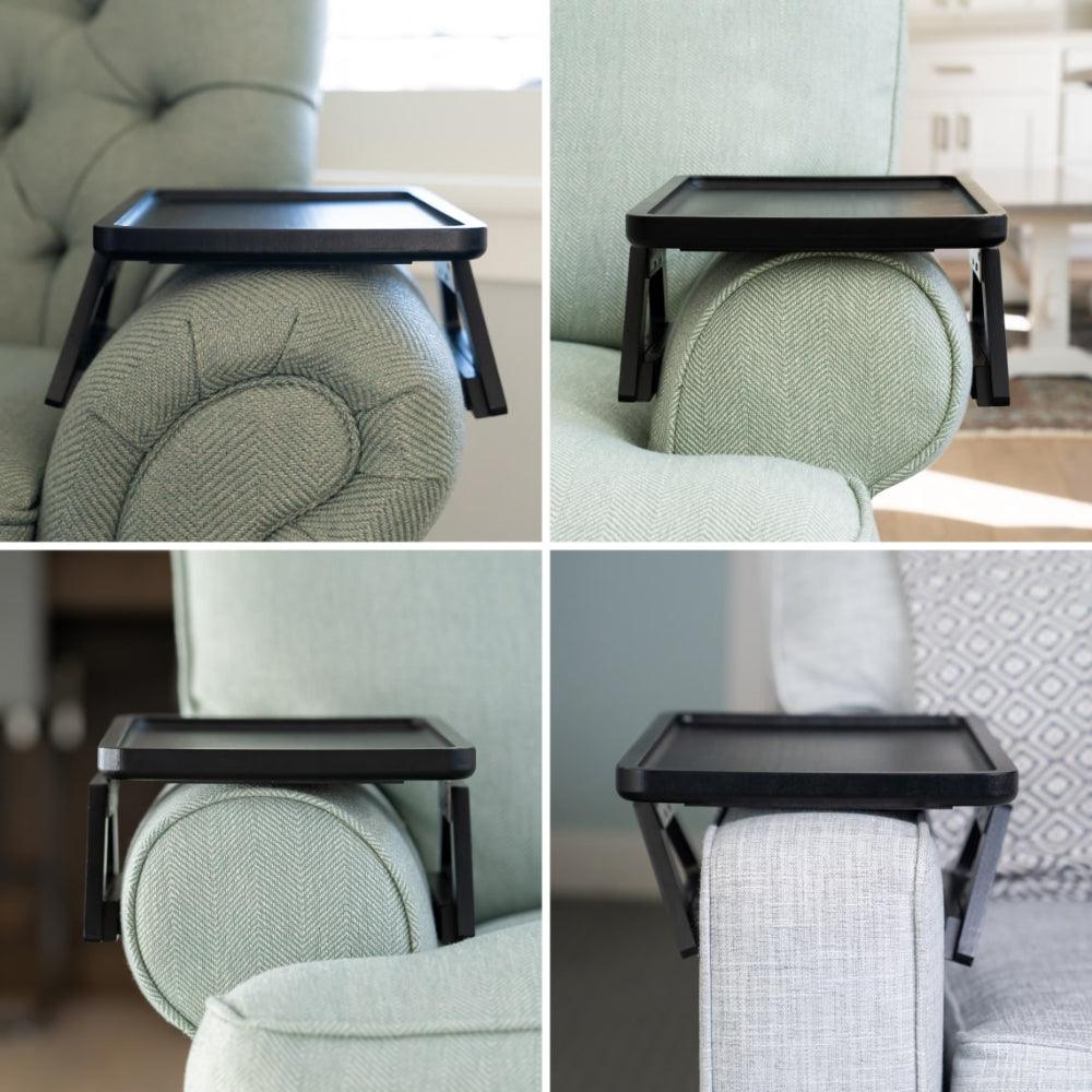 Avelena | SofaMate – Verstellbarer Sofaarmablagetisch für Getränke, Snacks und Fernbedienung Aufbewahrung