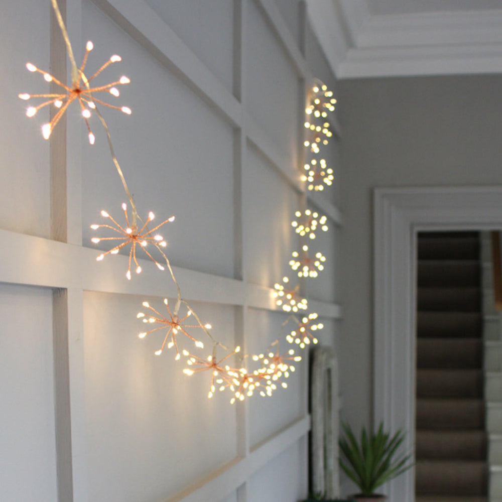 Avelena | Starburra – Kupfer Starburst Lichterketten mit warmweißen LEDs für Innen- und Außendekoration