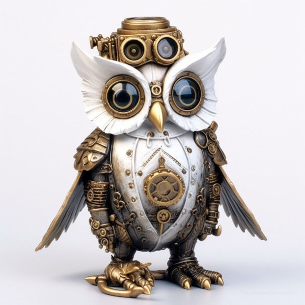 Avelena | Steampunk Eule Harz Kunstwerk Dekoration Zuhause Innen- und Außenbereich Garten Türdekoration Halloween Dekorationszubehör