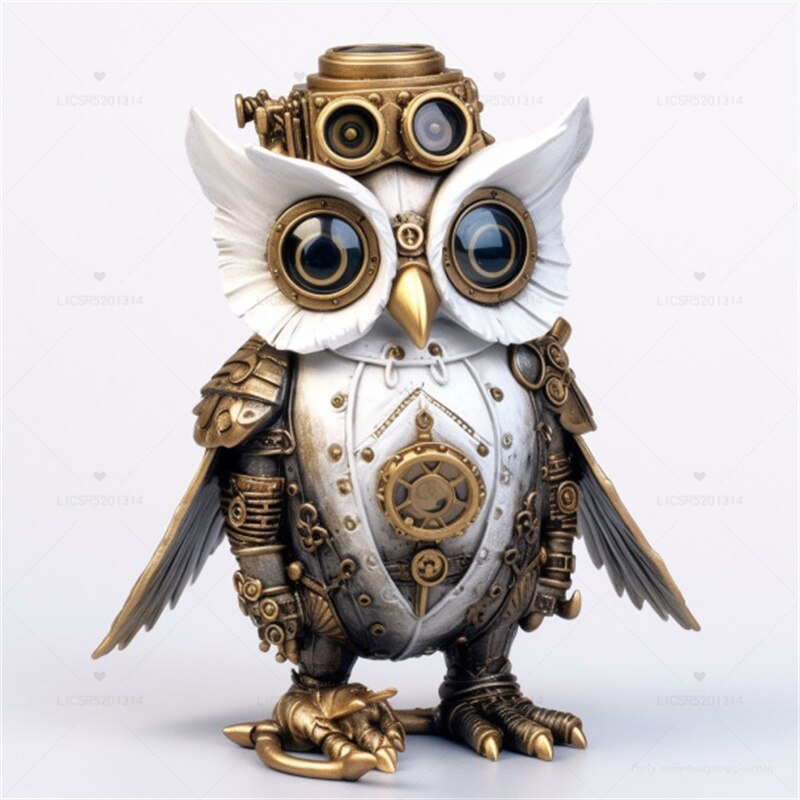 Avelena | Steampunk Eule Harz Kunstwerk Dekoration Zuhause Innen- und Außenbereich Garten Türdekoration Halloween Dekorationszubehör