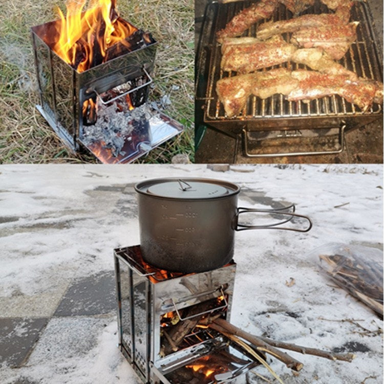 Avelena | Tragbarer Edelstahl Klappgrill Holzkohlegrill Grill Outdoor Camping Holzofen