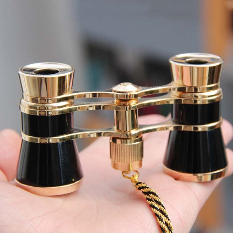 Avelena | 3x25mm Klassisches Damen Drama Beobachtungsteleskop Tragende Ferngläser Mit Kette (Schwarz)