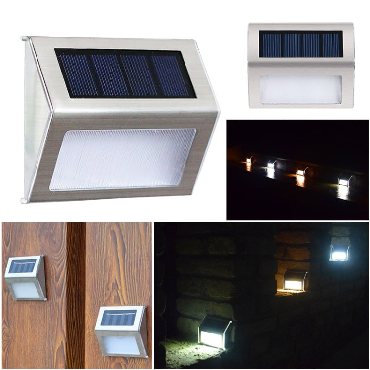 Avelena | 2PCS Solar Edelstahl 3 LED Treppen Wandlampe Außen Gartenzaun Licht (Weißes Licht)