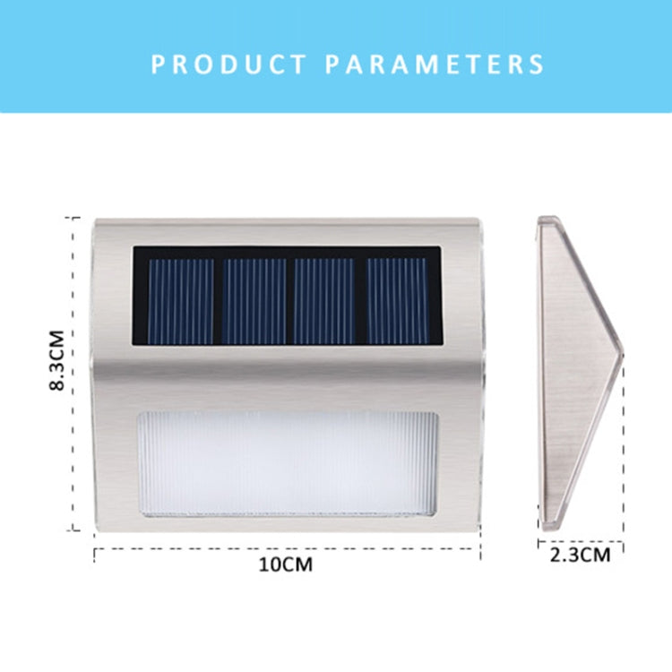 Avelena | 2PCS Solar Edelstahl 3 LED Treppen Wandlampe Außen Gartenzaun Licht (Weißes Licht)
