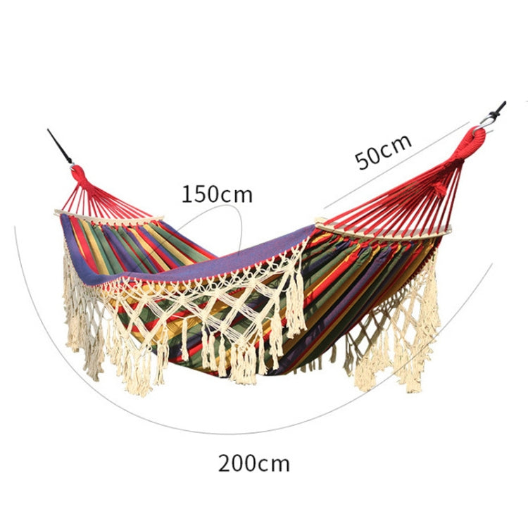 Avelena | 200x150cm Double Outdoor Camping Quasten Leinwand Hängematte mit Stock (Rosa Streifen)