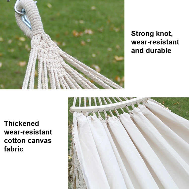 Avelena | 200x150cm Double Outdoor Camping Quasten Leinwand Hängematte mit Stock (Rosa Streifen)