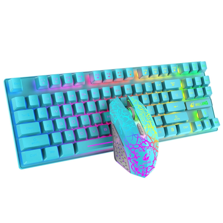 Avelena | ZIYOU LANG T87 Gaming Leuchtendes Kabelloses Tastatur- und Maus-Set (Blau)