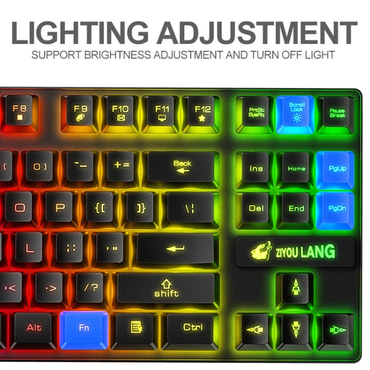 Avelena | ZIYOU LANG T87 Gaming Leuchtendes Kabelloses Tastatur- und Maus-Set (Blau)